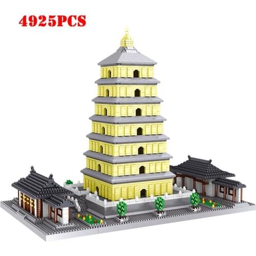 Mini Diamond Chinese Traditional Architecture Da-Yan Tower Micro Building Blocks City Street View Bricks Children Adult Toys