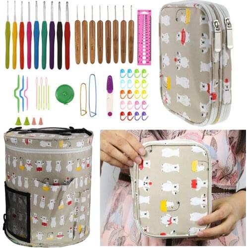 Crochet Hook Set With Empty Yarn Storage Bag DIY Craft Tools For Crocheting And Knitting Needles Yarn Bag Sewing Accessories
