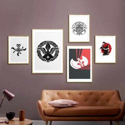 Viking Scandinavian Norse Valknut Posters and Prints Wall Art Pictures Canvas Painting Living Room Decor
