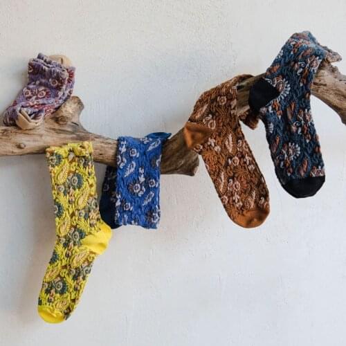 Fashion New Socks Womens Ethnic Style Japanese Kawaii Cute Sock Flower Harajuku Retro Streetwear Woman Long Socks Autumn Winter