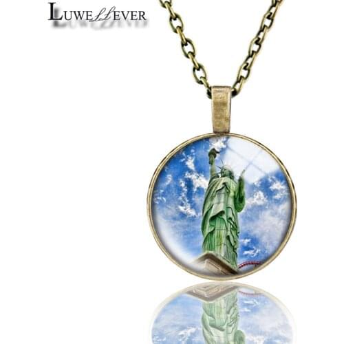 Liberty Necklace 699 25mm Bronze 30mm Wood Rhinestone Double-sided Moon Round Glass Pendant For Women Gift