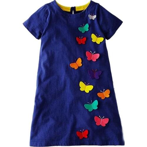 Jumping Meters Striped Baby Girl Dress Summer Flower Dresses Children Clothing Patchwork Animal Princess Dress Kids Clothes