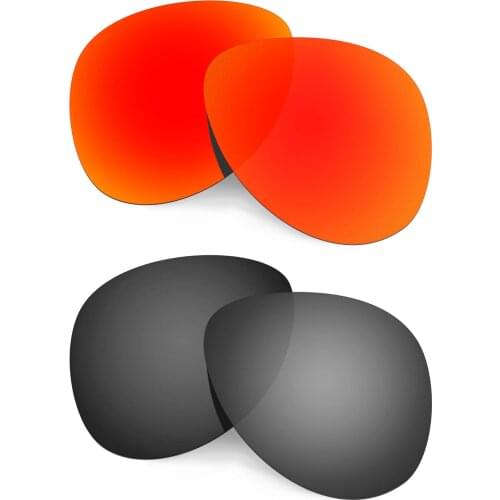 HKUCO For Plaintiff Sunglasses Polarized Replacement Lenses - Red&Black 2 Pairs