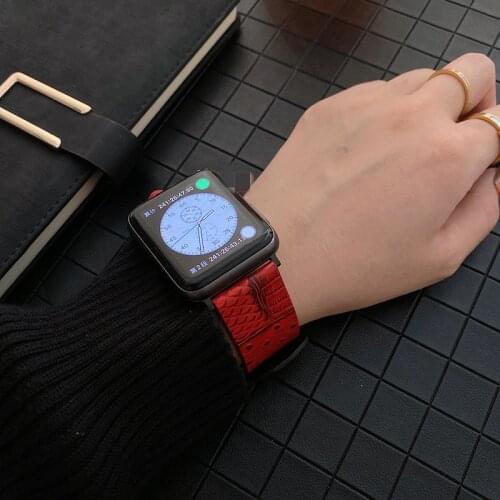 For Apple Watch 44mm 42mm 38mm 40mm leather strap ring band for iwatch 6 SE 5 4 3 2 Fashion crocodile pattern sports strap