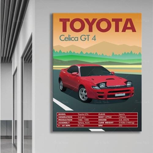 Retro Vintage Classic Car Poster Toyota Celica GT4