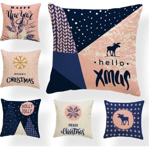 Merry Christmas Cushion Cover Decorations for Home Living Room Throw Pillows Sofa Home Decor Christmas Pillowcase Pillow Cover
