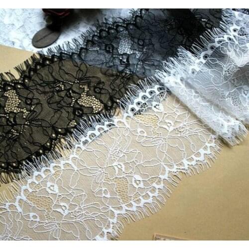 Wide 12cm Italian Exquisite Eyelash Lace Fabric Wedding Dress veil jewelry Collar Splicing Accessories 3M/pack