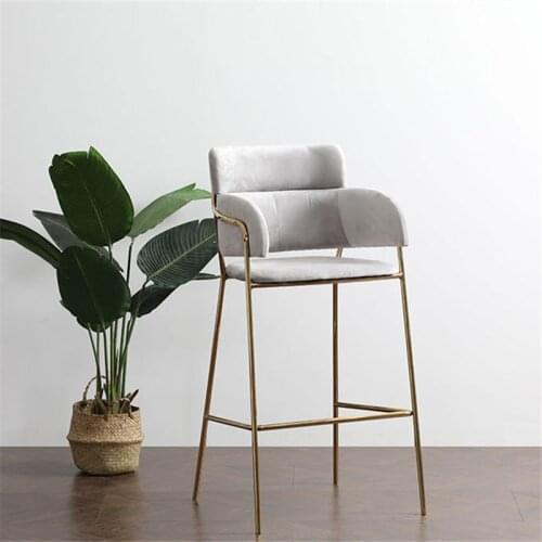Nordic Simple Modern Bar Stool Gold Wrought Iron High Chair Lounge Bar Chairs Cafe Customized Living Room Kitchen Barstools