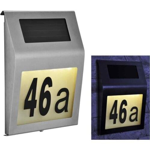 DIY House Number HI Solar LED Illuminated Housenumber Gate Path Door Light Wall Plaque Lantern