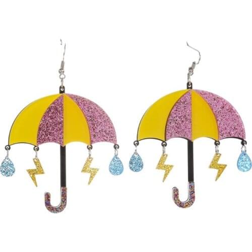 Funny and Cute Acrylic Rainbow Umbrella Pendant Earrings Parachute Earrings Womens Fashion Jewelry