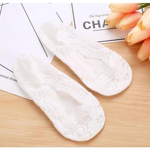 2019 Fashion Antiskid Invisible Liner Socks Elastic Comfy Female Summer Spring Ankle Womens Cotton Lace Boat Low Cut Short Socks