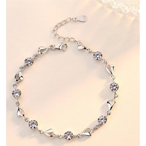 Pulseira Feminina Silver color 925 Jewelry Bracelet for Women 100% S925 Sterling Silver Bizuteria Natural Amethyst Bracelet