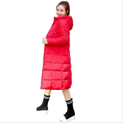 Winter Women Long Parkas 2018Fashion Down Cotton Jacket Female Slim Hooded Padded Plus Size 6XL Winter Jacket Mujer Hot SaleQ712