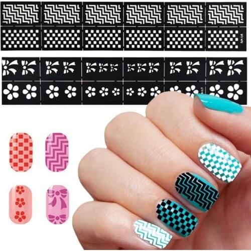 1 Sheet Hollowed Out Nail stick French Nail Manicure Decal Decoration Adhesive Nail Art DIY Tips Nail Print Template Accessories