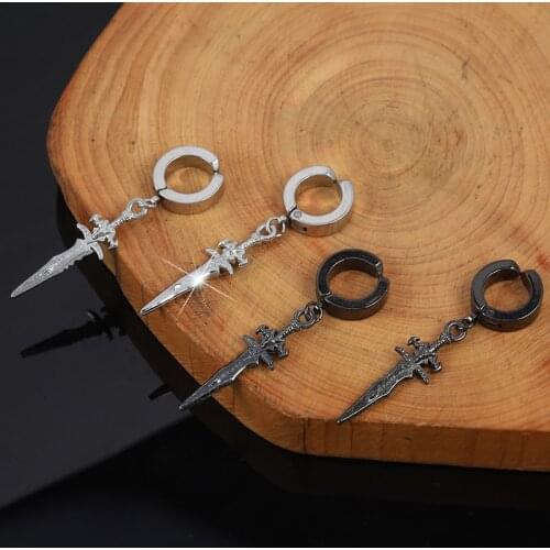 1 Pairs Stainless Steel Painless Ear Clip Earrings for Men Women Punk Black Non Piercing Fake Earrings Jewelry Gifts