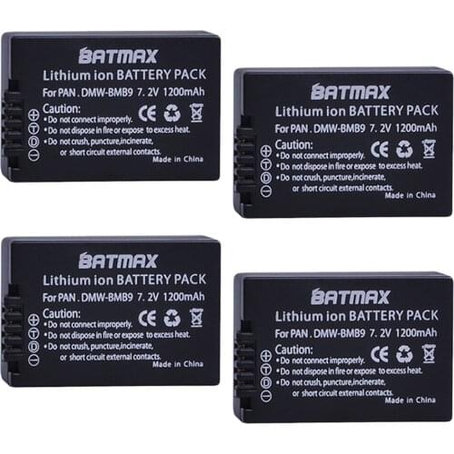 4Pcs DMW-BMB9 DMW-BMB9E DMW BMB9 BMB9E DMWBMB9 Battery for Panasonic Lumix DMC-FZ40K,FZ45K, FZ47K,FZ48K,FZ60,FZ70,FZ100,FZ150