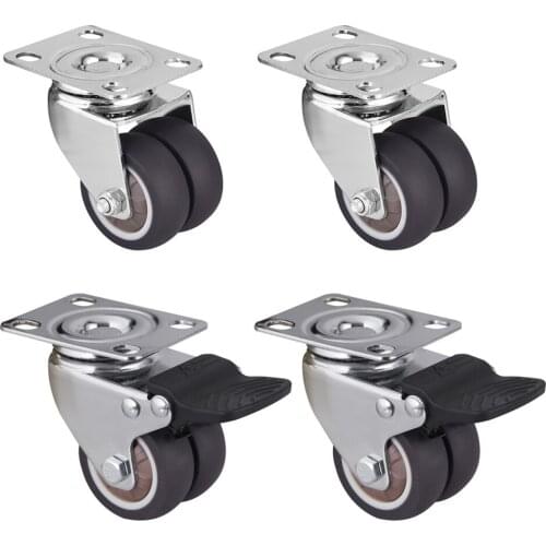 4 Pack Swivel Caster Wheels Heavy Duty Caster Wheels With Top Plate No Noise Wheels For Carts Workbench (1.5inch with brake)