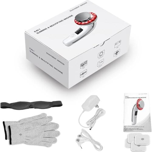 6 in 1 Ultrasound Skin Beauty Instrument EMS Micro Current Massager Beauty Instrument LED Far Infrared Weight Loss Instrument