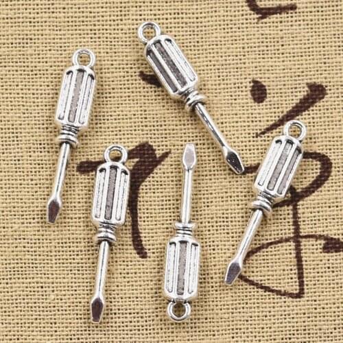 8pcs Charms Tools Screwdriver 32x6x4mm Antique Silver Color Plated Pendants Making DIY Handmade Tibetan Finding Jewelry