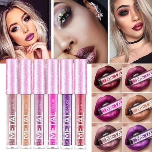 Glitter Lip Gloss Metal Liquid Lipstick Waterproof Metallic Long-lasting Shimmer Sexy Red Shine Lip Gloss Glitter Gloss Makeup