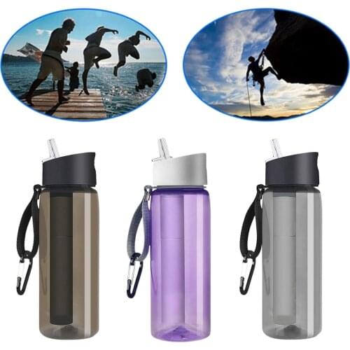 Filtered Water Bottle BPA Free with 4-Stage Intergrated Filter Straw for Camping Hiking, Backpacking and Emergency