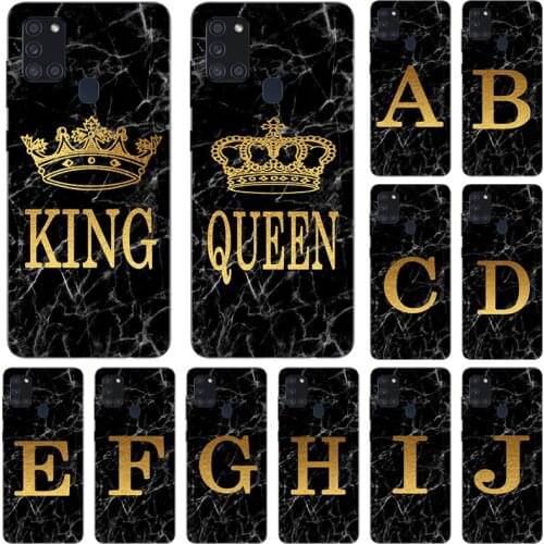 Phone case for Samsung Galaxy A32 5G A12 M12 M02 M02S A02 A02S Marble Golden alphabet background Soft Print Cover