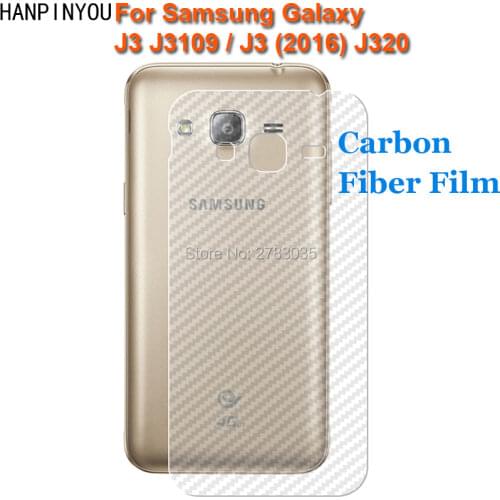 For Samsung Galaxy J3 J3109 / J3 2016 J320 Durable 3D Anti-fingerprint Transparent Carbon Fiber Back Film Rear Screen Protector