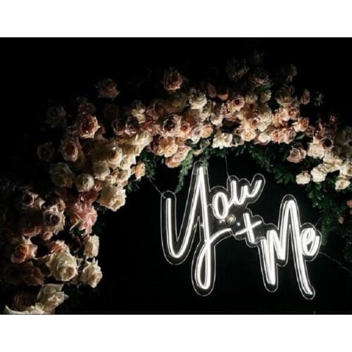 Custom Logo You + Me 3D Led Acrylic Neon Sign Light Letter Board Wedding Decoration Birthday Party Background Indoor Outdoor
