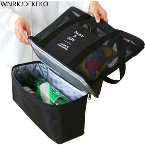 Insulation Bag Lunch Bag Pocket Picnic Net Beach Tote Bag Food And Beverage Storage Waterproof Double Insulation