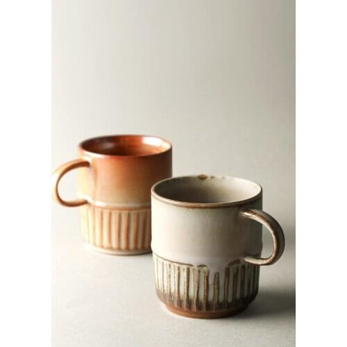 360ML Handmade Ceramic Coffee Mugs With Handgrip Japan Simple Style Retro Pottery Mug Latte Specialized Coffee Drinkware