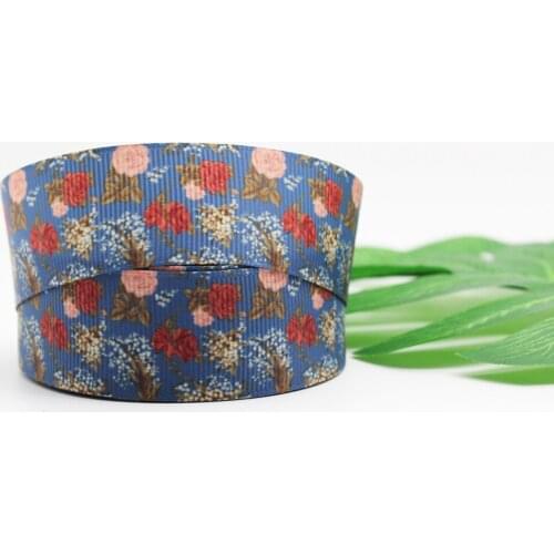 WL 1' Flower Printing Grosgrain Ribbon/Lanyard Christmas Party Packaging Hair Bow Bow Decoration Diy Sewing 50 yards