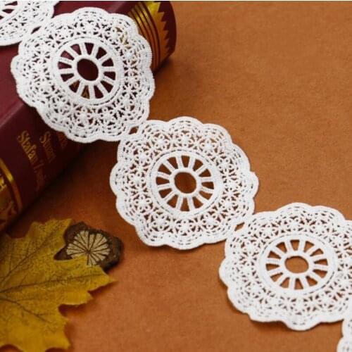 2 Yards Round White Lace Ribbon Lace Trims 7.2cm Width Embroidered Patches For Home Textile Sewing Decoration Lace Fabrics DIY