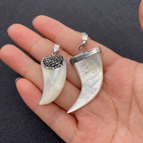 Sword Shape Sea Shell Diamond Pendant for DIY Necklace Jewelry Making Designer Charms Fashion Womens Accessories Wholesale