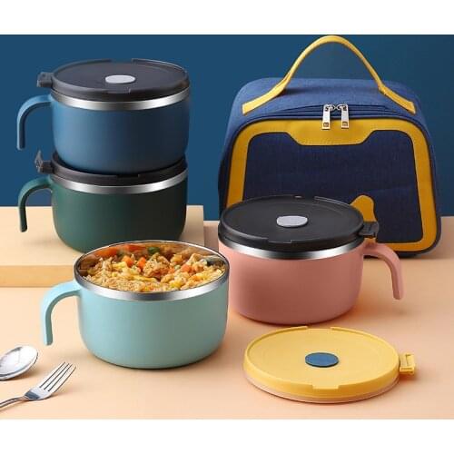 Hot Lunch Box For Kids Insulated Bento Box For Women Stainless Steel Container Instant Noodle Bowl Microwave Tableware Lunchbox