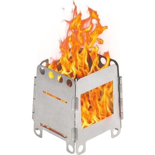 Lixada Portable Stainless Steel Lightweight Folding Wood Stove Pocket Stove Outdoor Cooking Camping Backpacking