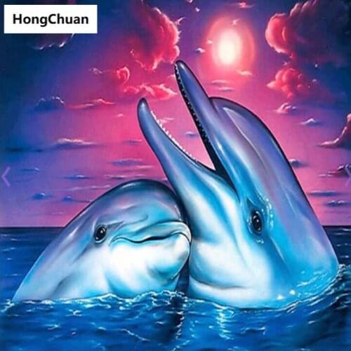 Cute Dolphin Animal 5D DIY Square/Round Diamond Painting Mosaic Mural Cross Embroidery Handicraft Home Decoration Christmas Gift
