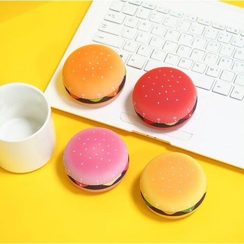 Cute Cartoon Kitchen Timer Hamburger Creative Styling Countdown Management Cooking Reminder Tool Cooking Shower Study Stopwatch