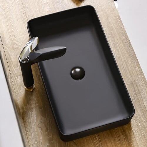 Bathroom Sink Bowls Nordic Ceramic Washbasin Square Basin Simple White/Blue/Black Washbasin Home Basin Shampoo Bowl With Tap