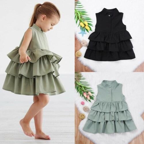 Sleeveless Layered Kids Baby Girls Party Pageant Princess Ball Wedding Dress Kids Clothes 1-6Y
