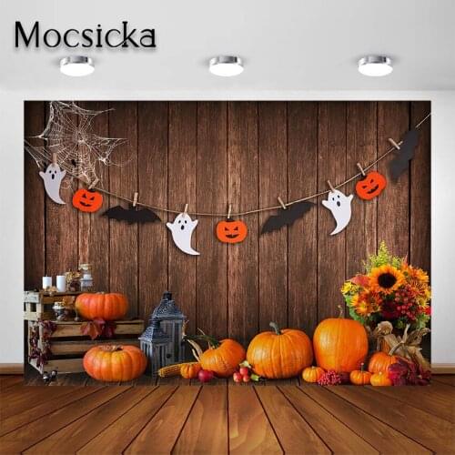 Mocsicka Newborn Autumn Pumpkin Portrait Backdrop Sunflowers Vase Birthday Cake Smash Background Thanksgiving Maple Leaf Photoca