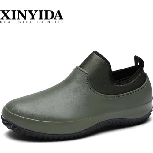 Men Women Non-slip Waterproof Garden Shoes Slip On Car Wash Work Shoes Elasticity Ankle Rain Boots Safety Shoes Plus Size 36-49