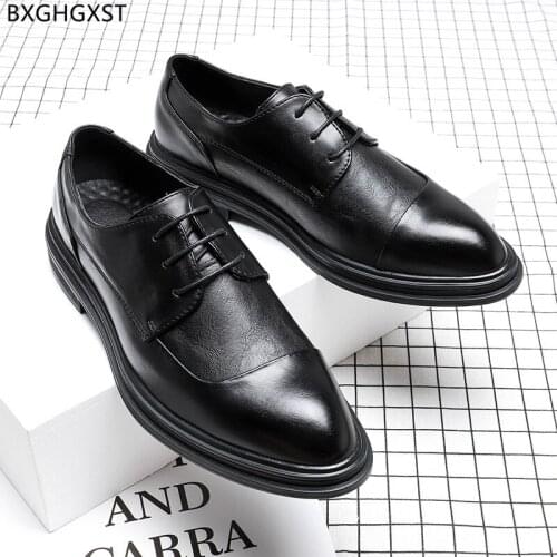 Formal Oxford Shoes for Men Black Office Shoes Men Brown Leather Pointed Shoes Men New 2021 Chaussure De Homme Zapatos De Hombre