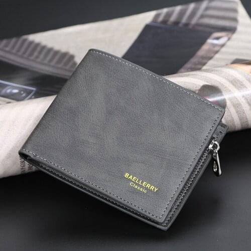 Men short multi-card driver license zero wallet fashion horizontal zipper wallet