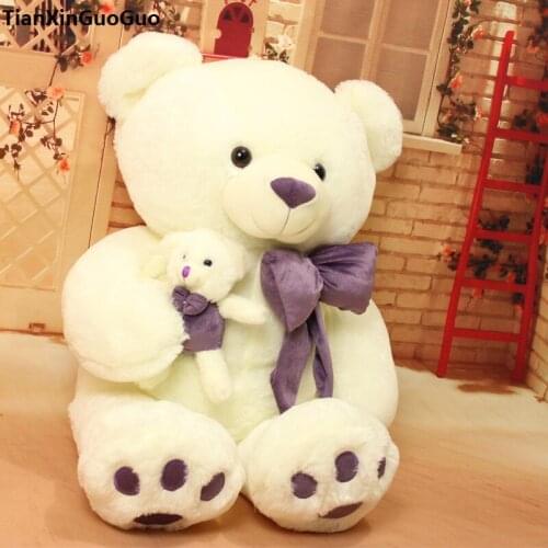 Stuffed toy large 70cm purple bowtie teddy bear plush toy,taking baby bear doll soft throw pillow birthday gift b2907