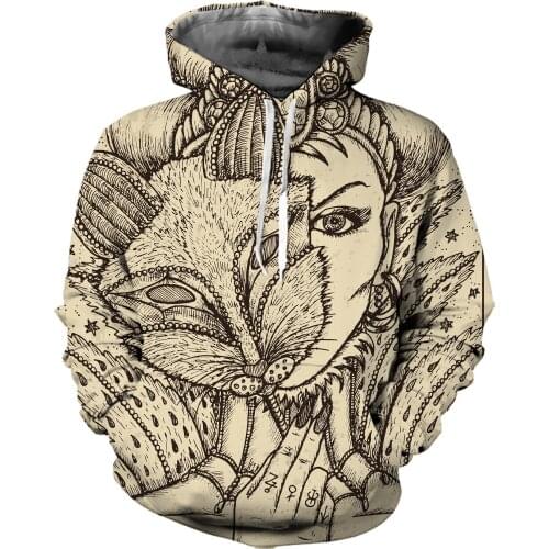 REAL American SIZE Custom High Quality Fox. Mystic Lenormand oracle tarot Sublimation Printing Plus Size Hoodies
