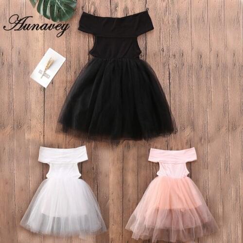 NEW 2020 Newborn Baby Girl Mesh Tutu Off Shoulder Dress Party Wedding Princess Dresses