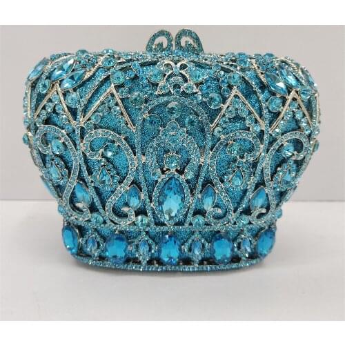 Novelty Women Bow Clutch Crystal Lovely Sweet Evening Bags Hard Case Metal Minaudiere Rhinestone Handbags Wedding Party Purse