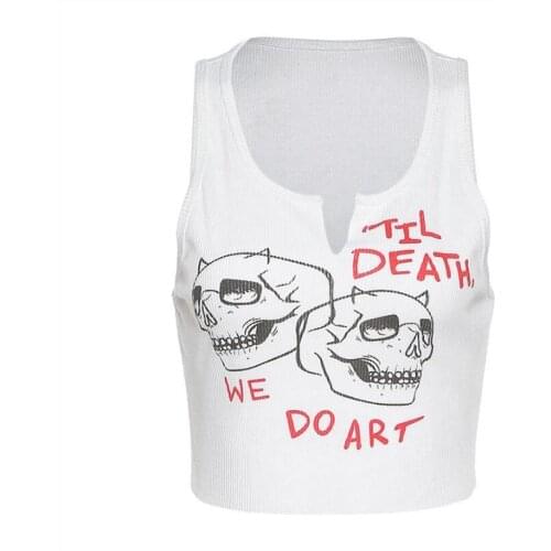 The new U-neck printed slim navel streetwear all-match bottoming top women