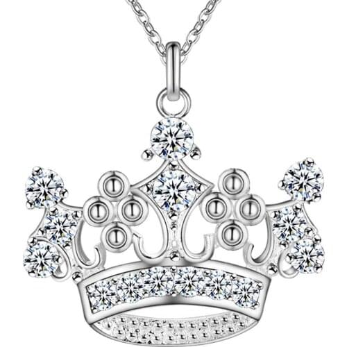 Lucky Charm Silver Color Pendants For Women Jewelry Necklace Lady Accessories Fashion Jewelry Pendant Crown AN295/bazajsga