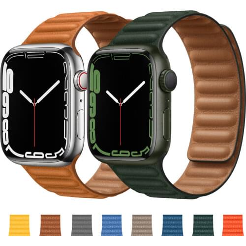 Silicone/Leather Link For Apple watch band 40mm 44mm 42mm 38mm 42 mm 1:1 Magnetic Loop bracelet iWatch series 6 5 4 3 SE strap